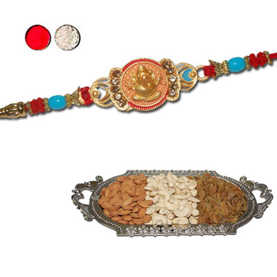 "Rakhi - FR- 8400 A (Single Rakhi), Dryfruit Thali - code RD200 - Click here to View more details about this Product
